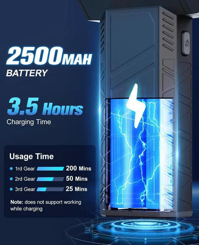 Alt view image 5 of 5 - Electric Air Duster Rechargeable 110000RPM Compact Super Power Turbo Violent Fan Handheld Brushless High Pressure Compressed Air Duster for Computer Keyboard PC Car Home Outdoor Office Cleaning