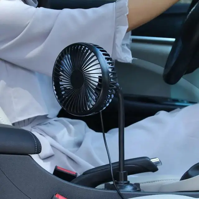 Alt view image 3 of 5 - Car Fan, USB Car Fan Mounted in Cup Holder with 3 Speeds Adjustable Low Noise 360 Degree Rotatable Portable Vehicle Cooling Fan for Travel