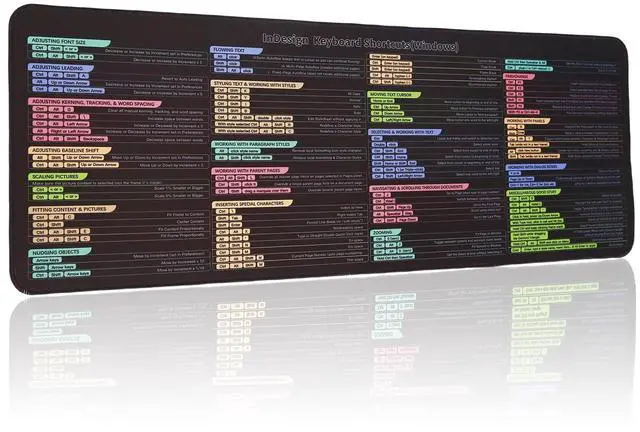 Main image of InDesign Mousepad, InDesign Keyboard Shortcuts for Windows,Large Size, Waterproof, Anti Slip Keyboard Pad,Keyboard Tips, Gifts for Beginner with Creating and Designing Desk Mat
