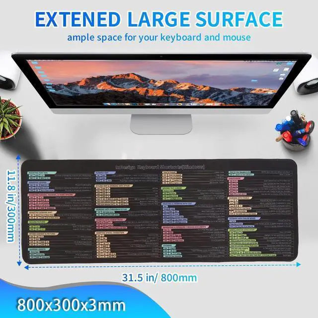 Alt view image 2 of 5 - InDesign Mousepad, InDesign Keyboard Shortcuts for Windows,Large Size, Waterproof, Anti Slip Keyboard Pad,Keyboard Tips, Gifts for Beginner with Creating and Designing Desk Mat
