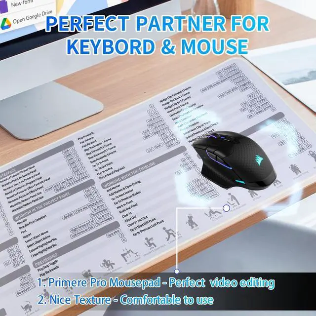 Alt view image 4 of 5 - Premiere Pro Shortcuts Mousepad, Adobe Premiere Keyboard Mouse Pad, Quick Reference Keyboard Shortcut Desk Mat for Video Eidting,Large Size,Waterproof, Non-Slip, Gifts for Friend