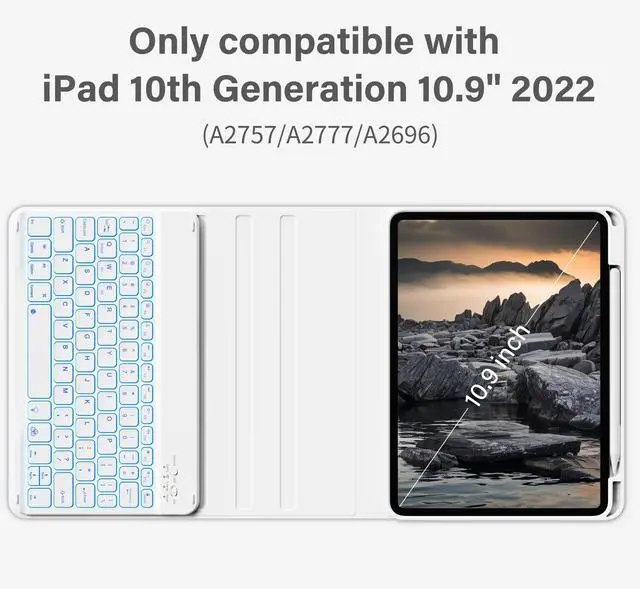 Alt view image 2 of 5 - JKSML Keyboard Case for iPad 11th 10th Generation 11/10.9 inch A16 2025/2022, 7 Colors Backlit, Detachable Wireless Keyboard for iPad 10th Gen, Built-in Pencil Holder, Auto Sleep/Wake, Gray