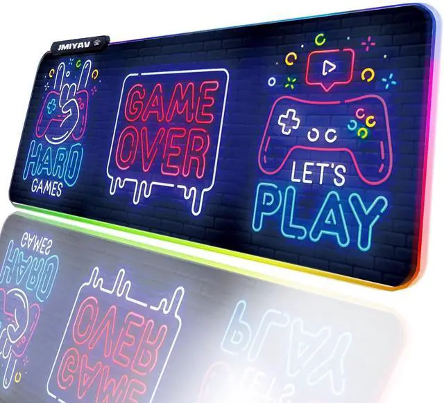 Main image of JMIYAV Black Gaming Mouse Pad RGB Mousepad Non-Slip Rubber Base Extra Large Cool XL Computer Desk Pad Gaming Accessories Gaming Setup LED Light Up Extended Big Mouse Pad for Gamer (31.5x12In)