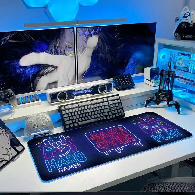 Alt view image 3 of 5 - JMIYAV Black Gaming Mouse Pad RGB Mousepad Non-Slip Rubber Base Extra Large Cool XL Computer Desk Pad Gaming Accessories Gaming Setup LED Light Up Extended Big Mouse Pad for Gamer (31.5x12In)