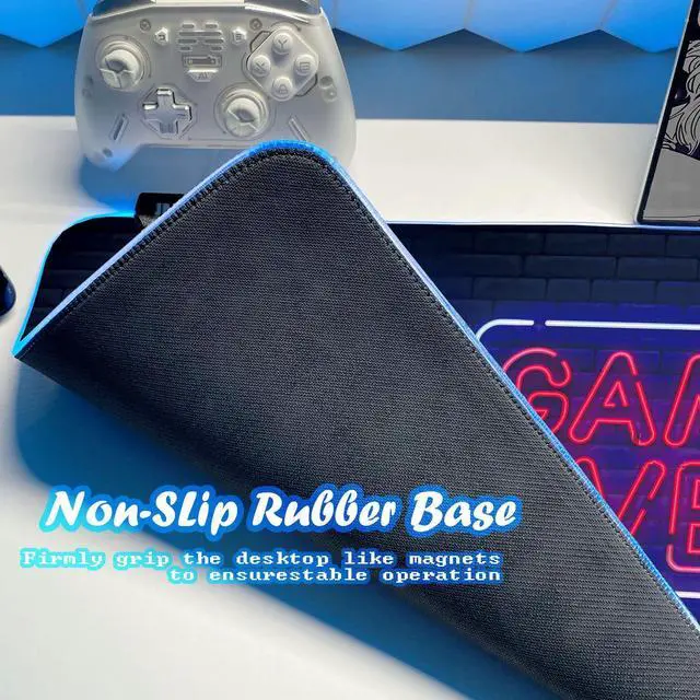 Alt view image 5 of 5 - JMIYAV Black Gaming Mouse Pad RGB Mousepad Non-Slip Rubber Base Extra Large Cool XL Computer Desk Pad Gaming Accessories Gaming Setup LED Light Up Extended Big Mouse Pad for Gamer (31.5x12In)