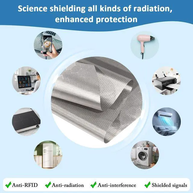 Alt view image 2 of 5 - Faraday Fabric 43" x 130"+ 236" L Tape, Military Grade Faraday Cloth for Shielding RFID, EMP, EMF, EMI, 5G, WiFi, Bluetooth, GPS, Prevents Radiation and electromagnetic Interference.