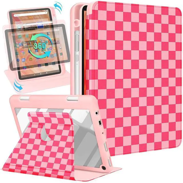 Main image of Kidcube for Kindle Fire HD 10/10 Plus Tablet Case - 13th/11th Generation (2023/2021) 10.1" Women Girls Cute Girly Kawaii Design Rotating Stand Pencil Holder Folio Cases for  Fire HD 10/10 Plus