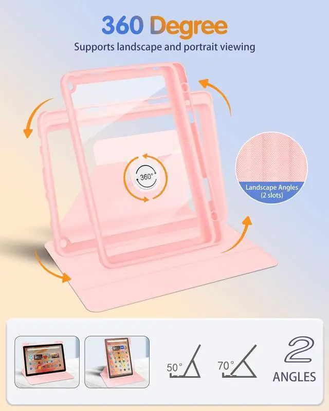 Alt view image 3 of 5 - Kidcube for Kindle Fire HD 10/10 Plus Tablet Case - 13th/11th Generation (2023/2021) 10.1" Women Girls Cute Girly Kawaii Design Rotating Stand Pencil Holder Folio Cases for  Fire HD 10/10 Plus