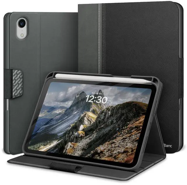 Main image of KingBlanc for iPad Mini 7 (A17 Pro) Case, iPad Mini 7th/6th Generation Case (2024/2021 8.3-inch) with Pencil Holder, PU Leather Stand Cover, Auto Sleep/Wake, Multi-Angle for Viewing/Typing, Black