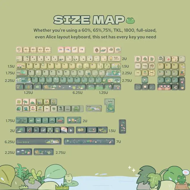 Alt view image 3 of 5 - KiiBoom X Cosydiaries Rainy Froggy Day Keycap Set, 144 Keys MOA Profile Keycaps, PBT Custom Keycaps for Mechanical Keyboard, Compatible with ANSI/ISO, 60%, 65%, 75%, TKL, Full-Sized Layout