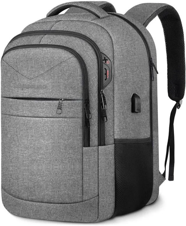 Main image of Lapsouno Extra Large Laptop Backpack, 17 Inch Carry on Travel Backpack, Anti-Theft College School Computer Bag with USB Port, Gift for Men Women, Grey