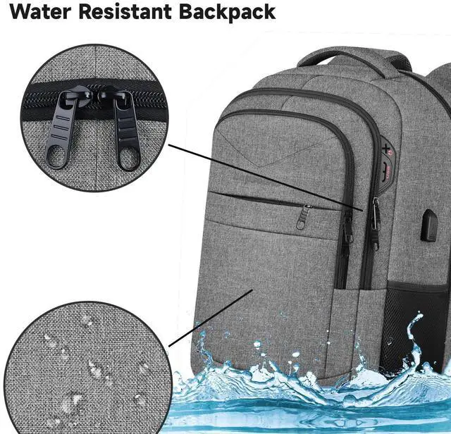 Alt view image 5 of 5 - Lapsouno Extra Large Laptop Backpack, 17 Inch Carry on Travel Backpack, Anti-Theft College School Computer Bag with USB Port, Gift for Men Women, Grey