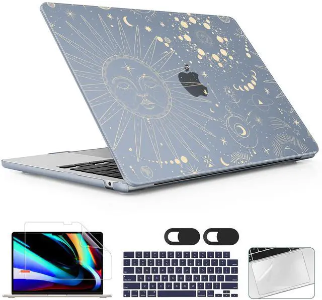 Main image of Lepeoac for MacBook Air 15 inch Case 2023 2024 2025 Release A3241 M4 A3114 M3 A2941 M2 with Liquid Retina Display & Touch ID, Hard Shell with Screen Protector & Webcam Cover, Engraving Moon
