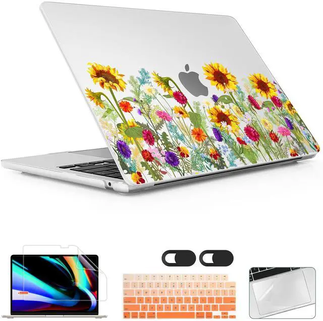 Main image of Lepeoac for MacBook Air 15 inch Case 2023 2024 2025 Release A3241 M4 A3114 M3 A2941 M2 with Liquid Retina Display & Touch ID, Hard Shell with Screen Protector & Webcam Cover, Sunflowers