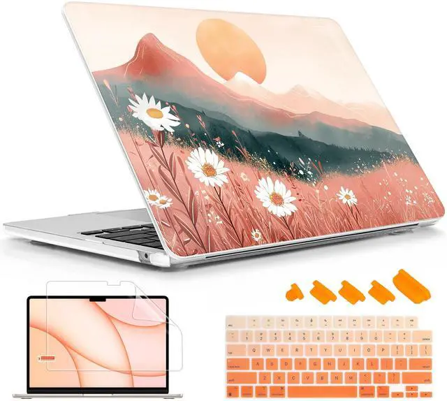 Main image of Lepeoac Case for MacBook Air 15 Inch 2025 2024 2023 Release M4 A3241 M3 A3114 M2 A2941, Hard Shell with Screen Protector & Keyboard Cover, Compatible with Touch ID, Mountains