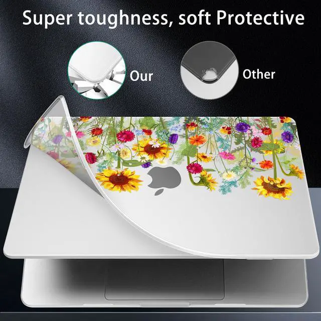 Alt view image 4 of 5 - Lepeoac for MacBook Air 15 inch Case 2023 2024 2025 Release A3241 M4 A3114 M3 A2941 M2 with Liquid Retina Display & Touch ID, Hard Shell with Screen Protector & Webcam Cover, Sunflowers