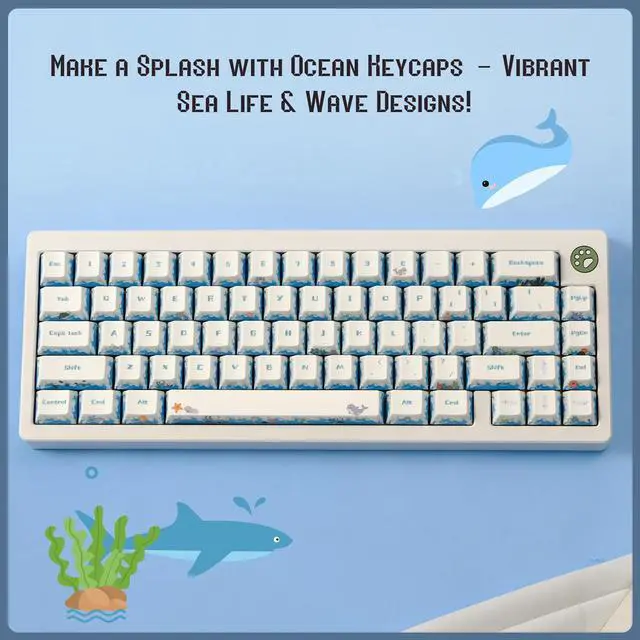 Alt view image 2 of 5 - Abyssal Revelry Keycaps,PBT Keycaps Set 143 Keys,Cherry Profile Custom Keycaps Universal,5-Sided dye-Sublimation,Compatiability for 100%, 75%, 65%, 60% Keyboard, Matte Finish, Sound Optimization