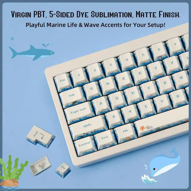 Alt view image 4 of 5 - Abyssal Revelry Keycaps,PBT Keycaps Set 143 Keys,Cherry Profile Custom Keycaps Universal,5-Sided dye-Sublimation,Compatiability for 100%, 75%, 65%, 60% Keyboard, Matte Finish, Sound Optimization