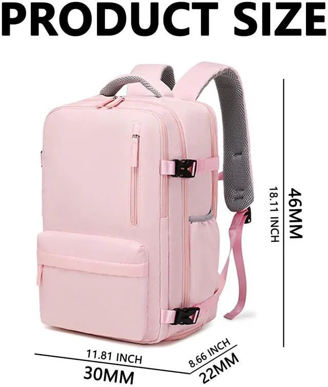 Alt view image 2 of 5 - LydeLog Travel Backpack,Travel Laptop Backpack with USB Charging Port,Suitable for travel, business trips, outdoor etc (Light pink)