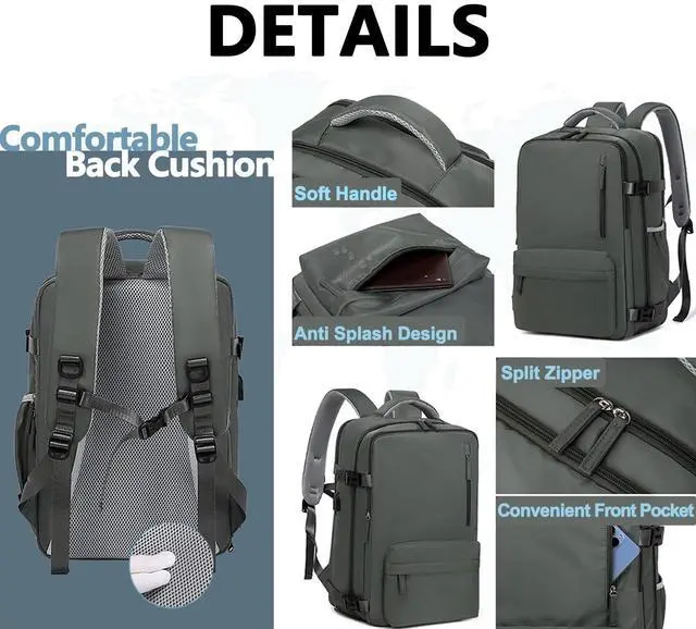 Alt view image 5 of 5 - LydeLog Travel Backpack,Travel Laptop Backpack with USB Charging Port,Suitable for travel, business trips, outdoor etc (Light pink)
