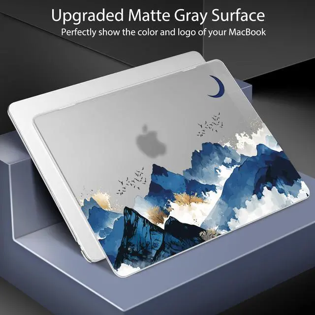 Alt view image 4 of 5 - May Chen for MacBook Air M4 M3 M2 13.6 inch Case 2025 2024 2023 2022 Release, Models: A3240 A3113 A2681, Flexible Plastic Case for M4 13.6" Laptop, Hard Shell with Keyboard Cover, Blue Mountain