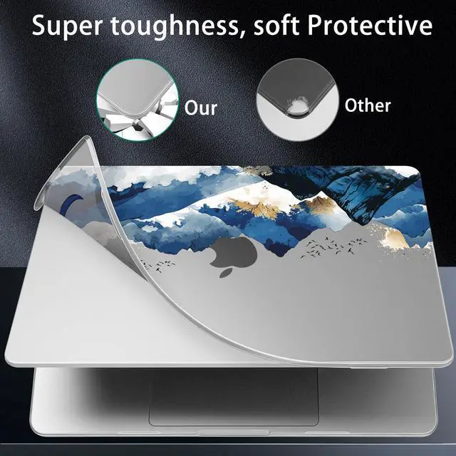 Alt view image 5 of 5 - May Chen for MacBook Air M4 M3 M2 13.6 inch Case 2025 2024 2023 2022 Release, Models: A3240 A3113 A2681, Flexible Plastic Case for M4 13.6" Laptop, Hard Shell with Keyboard Cover, Blue Mountain