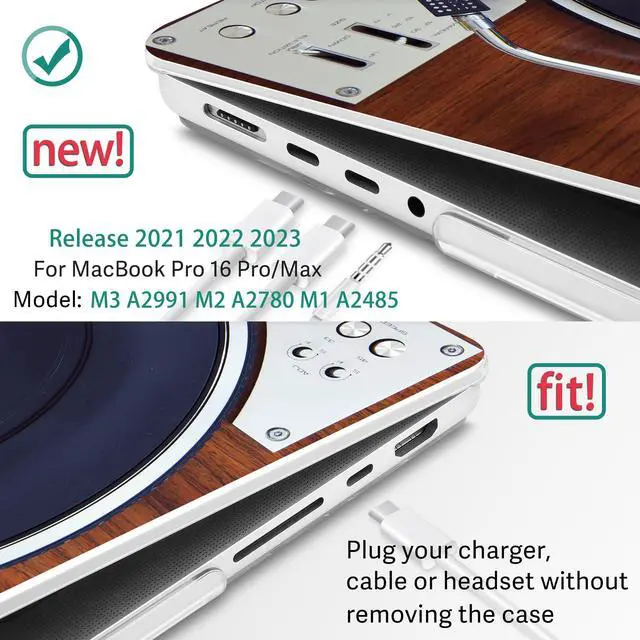 Alt view image 2 of 5 - May Chen Compatible with M3 MacBook Pro 16 A2991 M2 A2780 M1 A2485 Pro/Max with Retina Display Fits Touch ID 2023 2022 2021, Hard Shell Case with Keybaord Cover & Screen Protector, Stereo Turntable