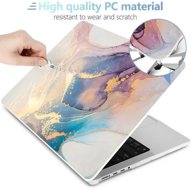 Alt view image 4 of 5 - MEEgoodo Case for M4 MacBook Pro 14 inch Case 2024 2023 2021 A3112/A3401/A3185/A2918/A2992/A2779/A2442 M3 M2 M1 Pro/Max, Laptop Hard Shell Cases Compatible with MacBook Pro 14", Abtract Marble