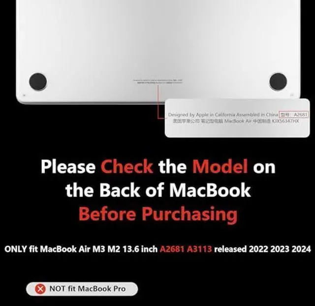 Alt view image 2 of 5 - MEEgoodo Case for M4/M3/M2 MacBook Air 13.6 inch Case 2025 2024 2022, Fit Model A3240/A3113/A2681, Laptop Hard Shell with Keyboard Cover Compatible with MacBook Air 13 inch, Coffee