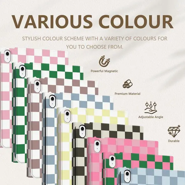 Alt view image 5 of 5 - Mewealth for iPad Air 11-inch (M3/M2-2025/2024) Case with Keyboard, Backlights LED Wireless Keyboard Cover with Pencil Holder for Air 10.9 Inch (5th/4th-2022/2020), Checkered Plaid Blue-Light Blue