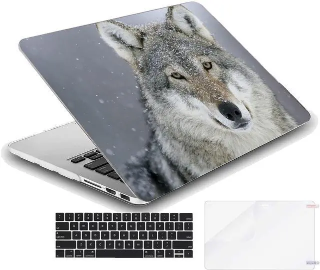 Alt view image 2 of 5 - MINGDAO Case Compatible with MacBook Air 13 inch Retina Display with Touch ID, Hard Protective Shell with Keyboard Cover (M1 A2337 A2179 A1932, 2018 2019 2020 Release) - Predator Wolf Snow