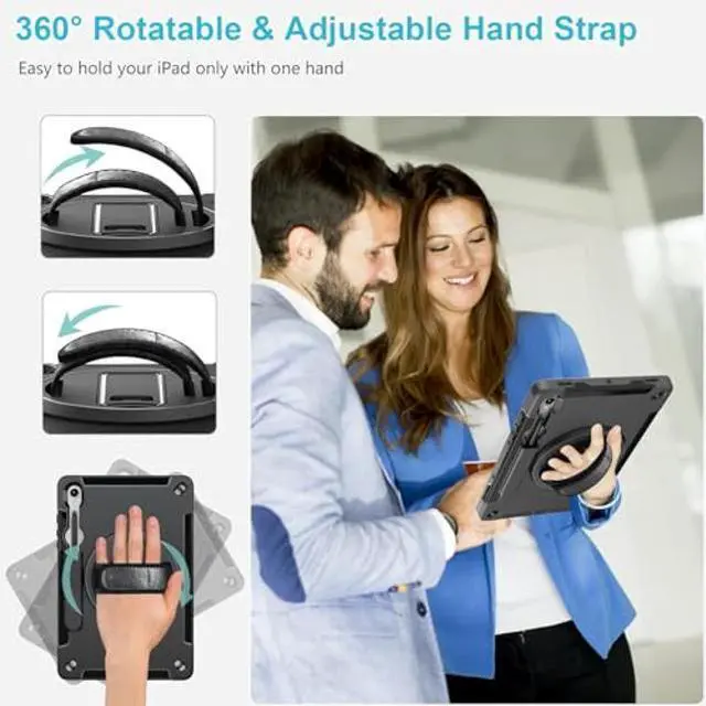 Alt view image 3 of 5 - Case for Galaxy Tab S10 Plus/S9 FE Plus/S9 Plus 12.4 INCH: TPU Cover for Samsung Tablet Tab S10+/S9 FE+/S9 + 12.4" 5G W/Screen Protector - Stand- Handle- Shoulder Strap- S-Pen Holder- Black