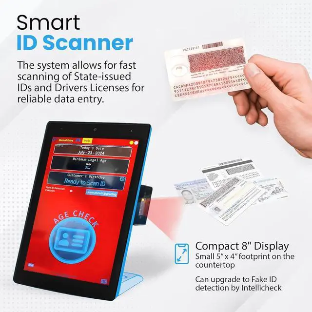 Alt view image 4 of 4 - Minor Decliner Smart ID Scanner - Detects Expired IDs and Underage Customers - Can Upgrade for Fake ID Detection - Onyx Edition
