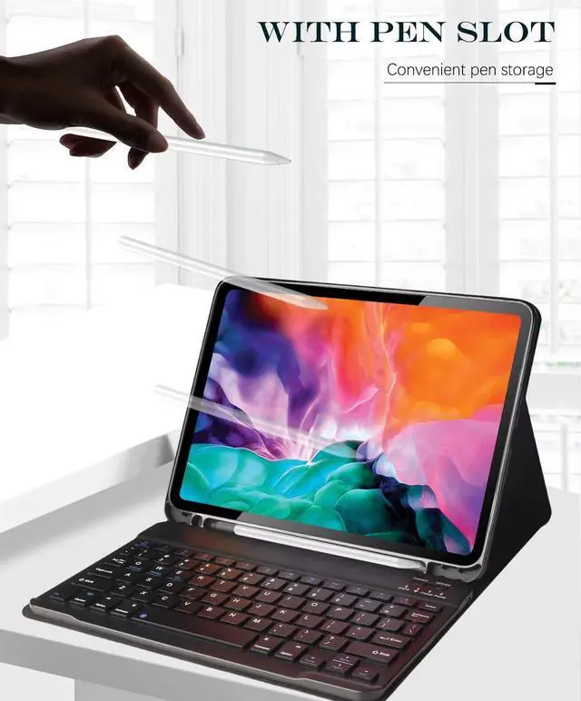 Alt view image 3 of 5 - Keyboard Case for iPad mini 5/4/3/2/1 (7.9-Inch, 2019/2015/2014/2013/2012 Model) with Keyboard-Backlit Detachable, Folio Cover with Pencil Holder with Auto Sleep/Wake Function Black