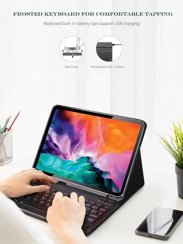 Alt view image 5 of 5 - Keyboard Case for iPad mini 5/4/3/2/1 (7.9-Inch, 2019/2015/2014/2013/2012 Model) with Keyboard-Backlit Detachable, Folio Cover with Pencil Holder with Auto Sleep/Wake Function Black