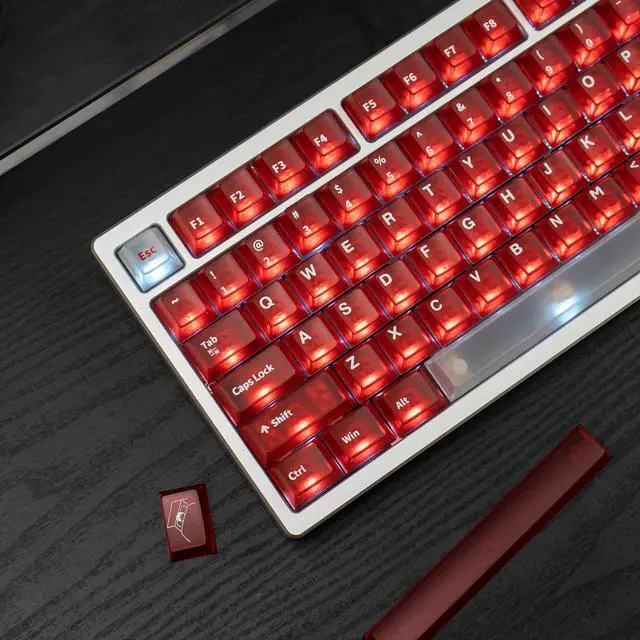 Alt view image 2 of 5 - Red Clear Keycaps - 151 Keys Transparent Cherry Profile Keyboard Keycaps Backlit Crystal PC Keycap Set Custom Key caps 75 Percent Shine Through Mechanical Keyboard