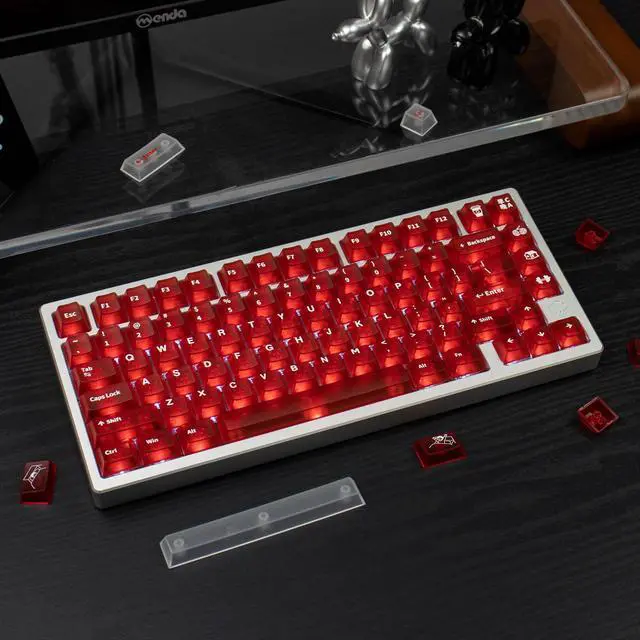 Alt view image 4 of 5 - Red Clear Keycaps - 151 Keys Transparent Cherry Profile Keyboard Keycaps Backlit Crystal PC Keycap Set Custom Key caps 75 Percent Shine Through Mechanical Keyboard