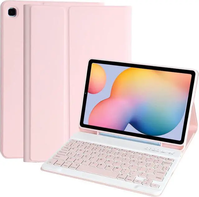 Main image of Keyboard Case for Samsung Galaxy Tab S6 Lite 10.4 Inch 2022/2020, Galaxy Tab S6 Lite SM-P610/P613/P615/P619 Tablet Cover Case with Detachable Wireless Keyboard S Pen Holder, Pink