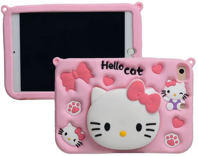 Main image of Cartoon Case for iPad 10.9" 2022MONEHOYSY Cute Soft Silicone Kickstand [Drop Proof,Shock Proof,Anti Slip] Back Stand Cover Case for Kids Children Teens Girls Boys (Kitty-3)