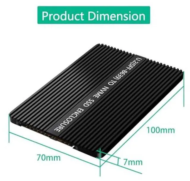 Alt view image 4 of 5 - Mustpoint New Version M.2(NGFF) NVMe SSD to U.2 (SFF-8639) 2.5" SSD Adapter with Thermal pad, Convert M.2 NVMe SSD to U.2 not for SATA, Black