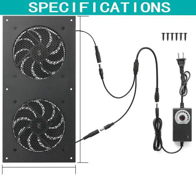 Alt view image 4 of 5 - Nalle Quiet Cooling Fan System 12" with 10 Speed Control,Cabinets Fan for Home Theater AV Cabinets Plant House Pet Kennel Greenhouse Cooling- 2 Pack Fan Integration
