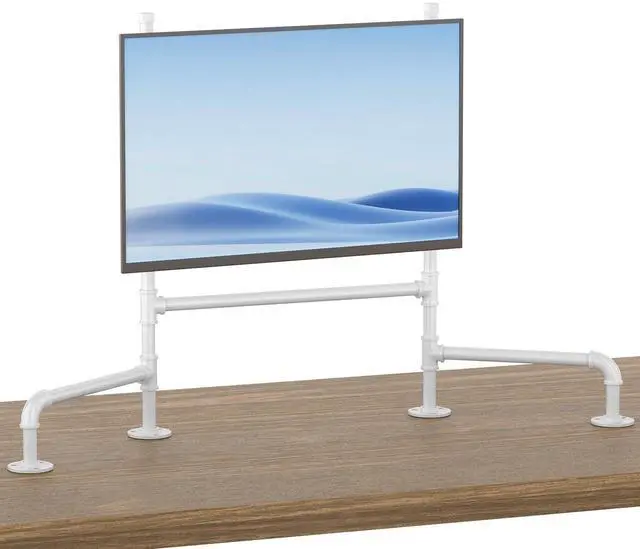 Alt view image 3 of 5 - Computer Monitor Arms, White Dual Monitor Stand for 2 Screens, Heavy Duty Fully Adjustable Steel Desk Mount for 13-30 Inch Screens, Ergonomic Office Stand with Cable Management