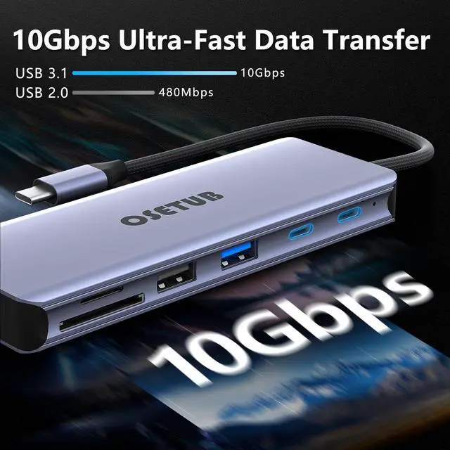 Alt view image 3 of 5 - USB C Hub M.2 NVMe SSD Enclosure, 7 in 1 USB C Hub Multiport Adapter Fits PCIe 3.0 NVMe M.2 SSD, with 10Gbps 3.1 Gen2,10Gbps USB-C,100W PD,USB 2.0 Compatible with MacBook Pro and Type-C Devices