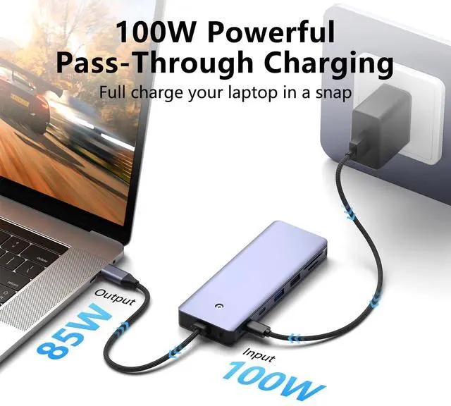 Alt view image 5 of 5 - USB C Hub M.2 NVMe SSD Enclosure, 7 in 1 USB C Hub Multiport Adapter Fits PCIe 3.0 NVMe M.2 SSD, with 10Gbps 3.1 Gen2,10Gbps USB-C,100W PD,USB 2.0 Compatible with MacBook Pro and Type-C Devices