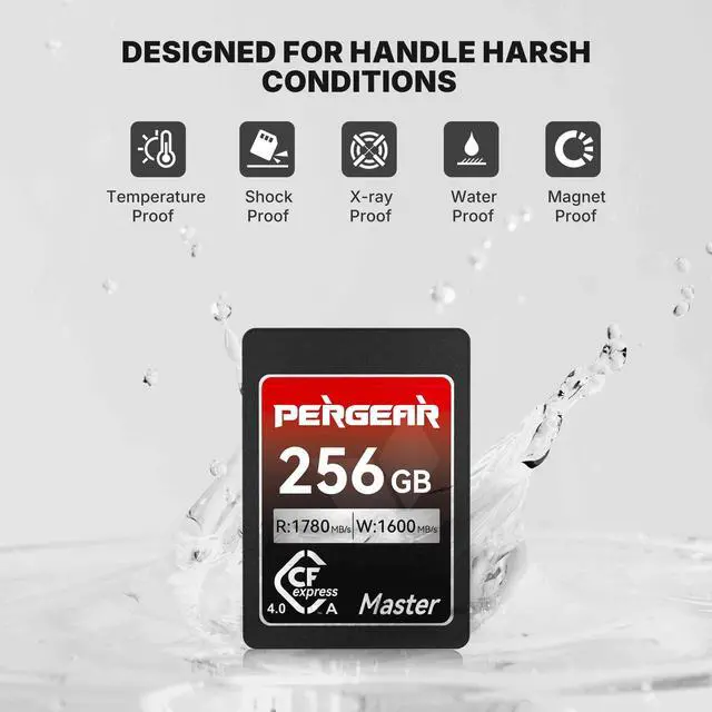 Alt view image 2 of 5 - Pergear 256GB CFexpress 4.0 Type A Memory Card,up to 1780MB/S Read Speeds,USB4.0(PCIe 4.0),for Raw,8K 30P Recording,Compatible for Sony Camera,ILME-FX3,ILME-FX6,ILME-FX30 (Black Silver Master Series)