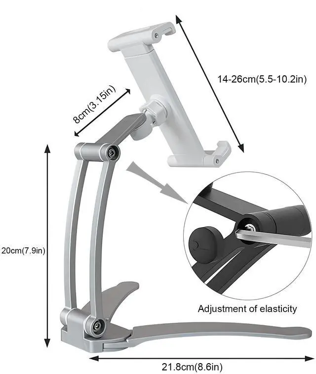 Alt view image 4 of 5 - QJYKIONE Portable Monitor Stand, Stand-Up Desk Mount for iPad, iPhone, Samsung Galaxy (White), S8-Desk-Monitor