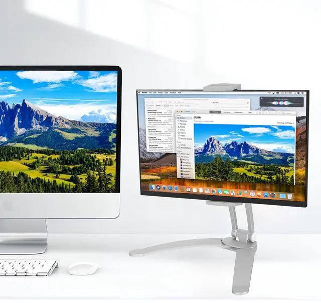 Alt view image 3 of 5 - QJYKIONE Portable Monitor Stand, Stand-Up Desk Mount for iPad, iPhone, Samsung Galaxy (White), S8-Desk-Monitor