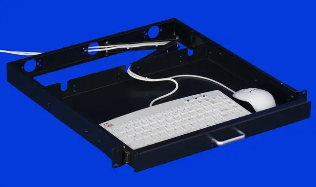 Alt view image 2 of 5 - RAISING ELECTRONICS 1U Rack Mount Sliding Keyboard Tray Cantilever for Server Data Network Rack