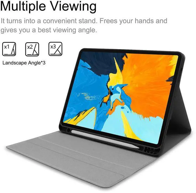Alt view image 3 of 5 - QYiD iPad Mini Keyboard Case with Touchpad, 7 Colors Backlit, Pencil Holder, Leather Folio Cover for 7.9 inch Mini 5th/4th Gen, Black
