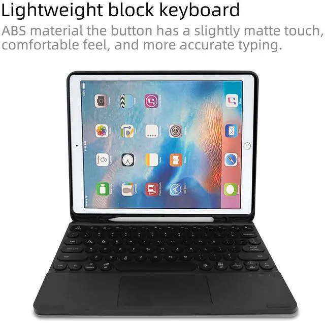 Alt view image 5 of 5 - QYiD iPad Mini Keyboard Case with Touchpad, 7 Colors Backlit, Pencil Holder, Leather Folio Cover for 7.9 inch Mini 5th/4th Gen, Black